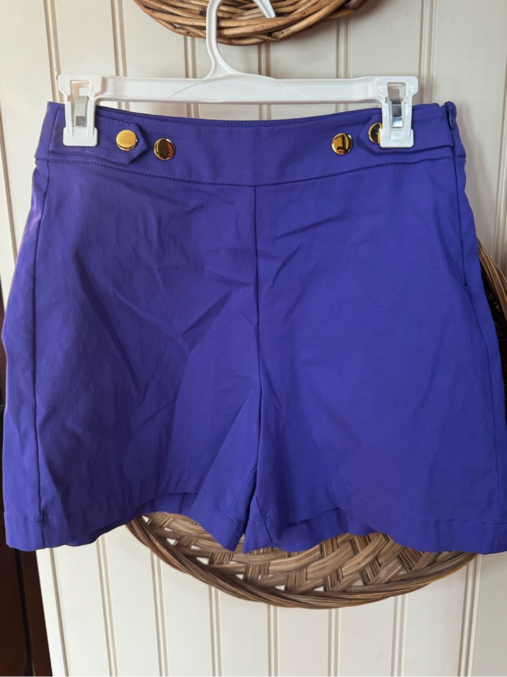 INC International Concepts Purple Shorts with Gold Buttons